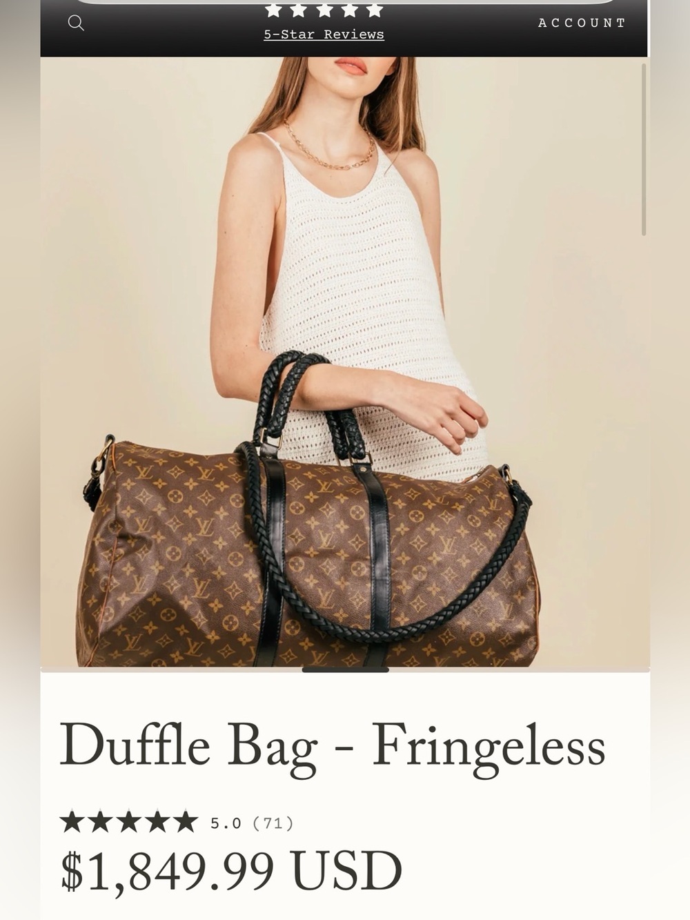 Vintage Boho Duffle - Fringeless